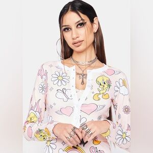 DOLLS KILL x Looney Tunes โOh So Tweetโ Cropped Cardigan - Size Large